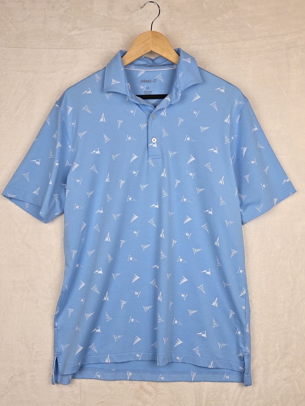 Johnnie-O Cocktail Time Performance Polo‎ Mens Medium Blue Martini Print Golf